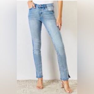 KANCAN Blakely Mid Rise Slim boot Cut Side Split Hem Jeans